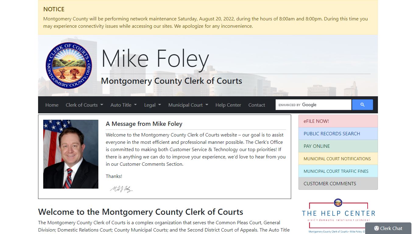 Mike Foley, Montgomery County Clerk of Courts